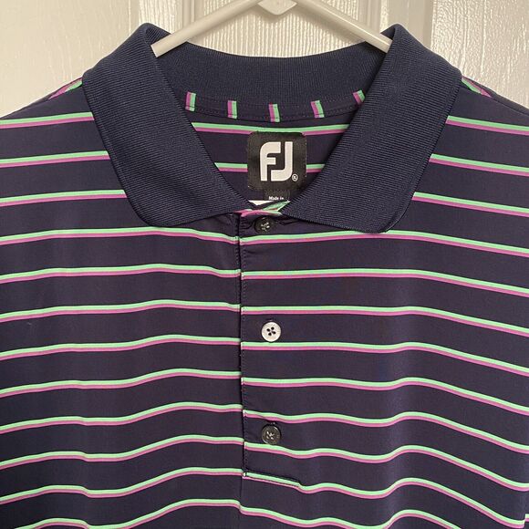 FootJoy Shirt Mens Extra Large Performance Polo Golf Purple Navy Green XL - Picture 5 of 9